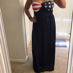 Red, White and Blue Strapless Dress